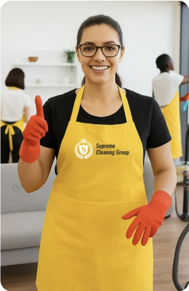 A Girl Wearing Apron And Gloves