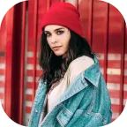 A Girl Wearing Red Cap And Blue Jacket